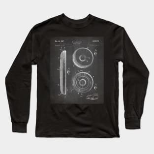 Disc Golf Patent - Golfer Frisbee Art - Black Chalkboard Long Sleeve T-Shirt